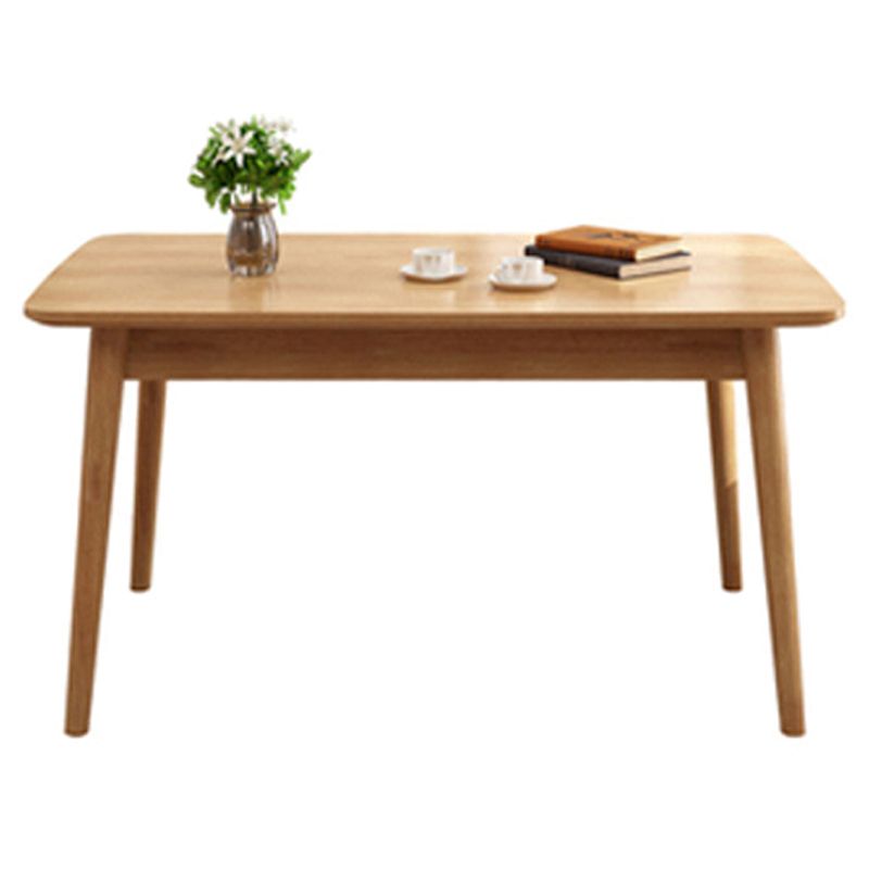 Mesa de comedor rectangular de madera, mesa moderna de madera de caucho en color natural/nogal con 4 patas