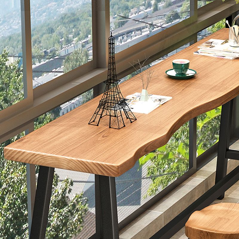 Brown Modern Style Table Solid Wood and Iron Balcony Bar Table