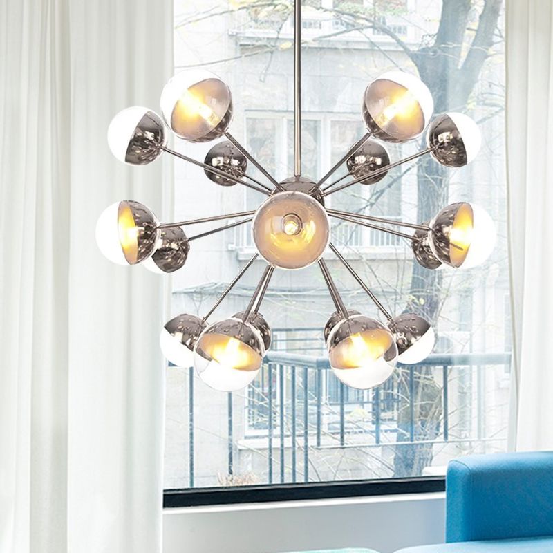 Semi-encastré Globe pour salle à manger, verre blanc/transparent/gris fumée, 9/12/15 lumières, luminaire semi-encastré contemporain en cuivre/chrome/or