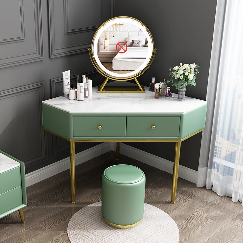 2-Drawers Dressing Table Luxurious Stone Top Vanity Set for Bedroom