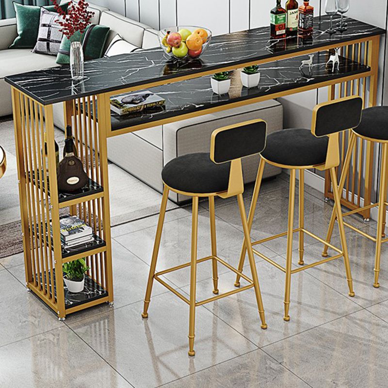 Glam Indoor Bar Dining Table Rectangle Bar Stool Table with Storage