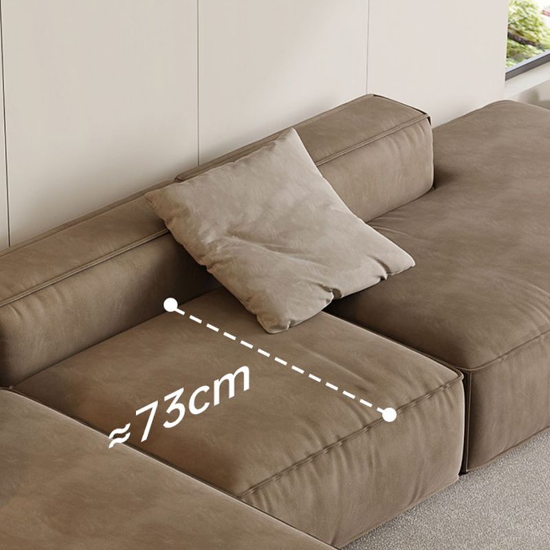 Contemporary Stain Resistant Square Arm Sofa in Brown for Living Room