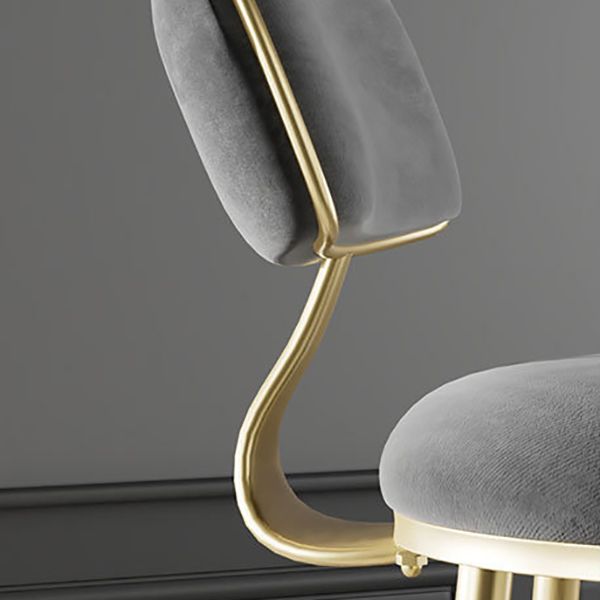 Glam Backrest Counter Stool Iron Bar Stool with Cushion and Pedal for Milk Tea Shop