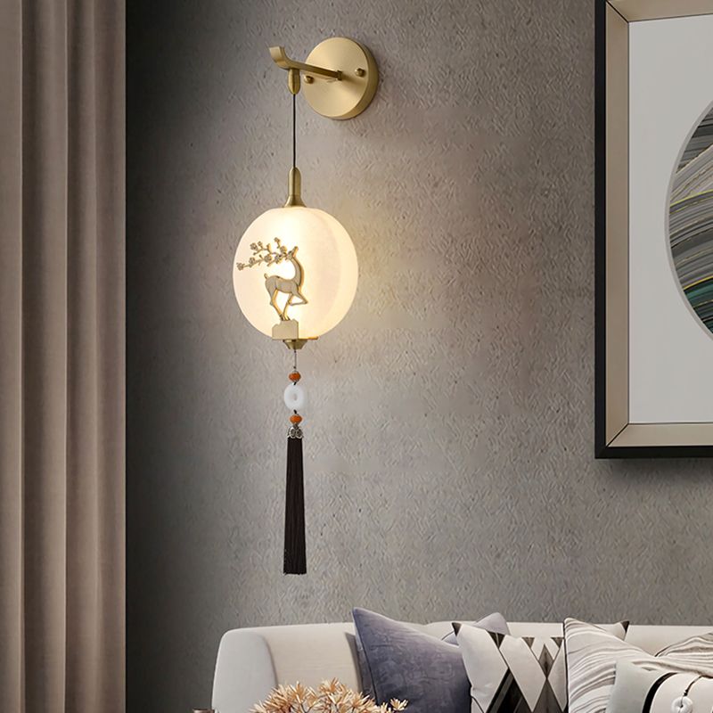 Contemporary White Shade Wall Sconce Lighting Glass Shade Wall Lamp for Living Room