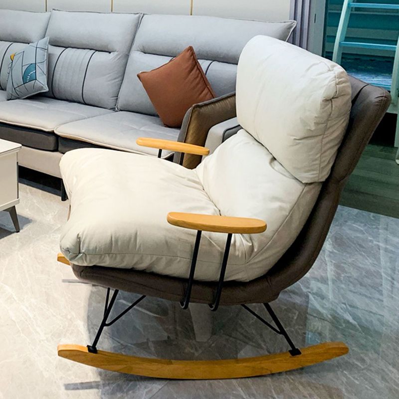 Patchwork Rocking Chair Fabric Upholstered Contemporary Rocking Chair with Ottoman