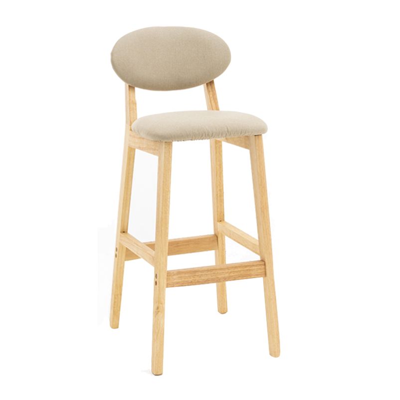 Milk Tea Shop Scandinavian Leather Stool Matte Finish Rubberwood Footrest Barstool