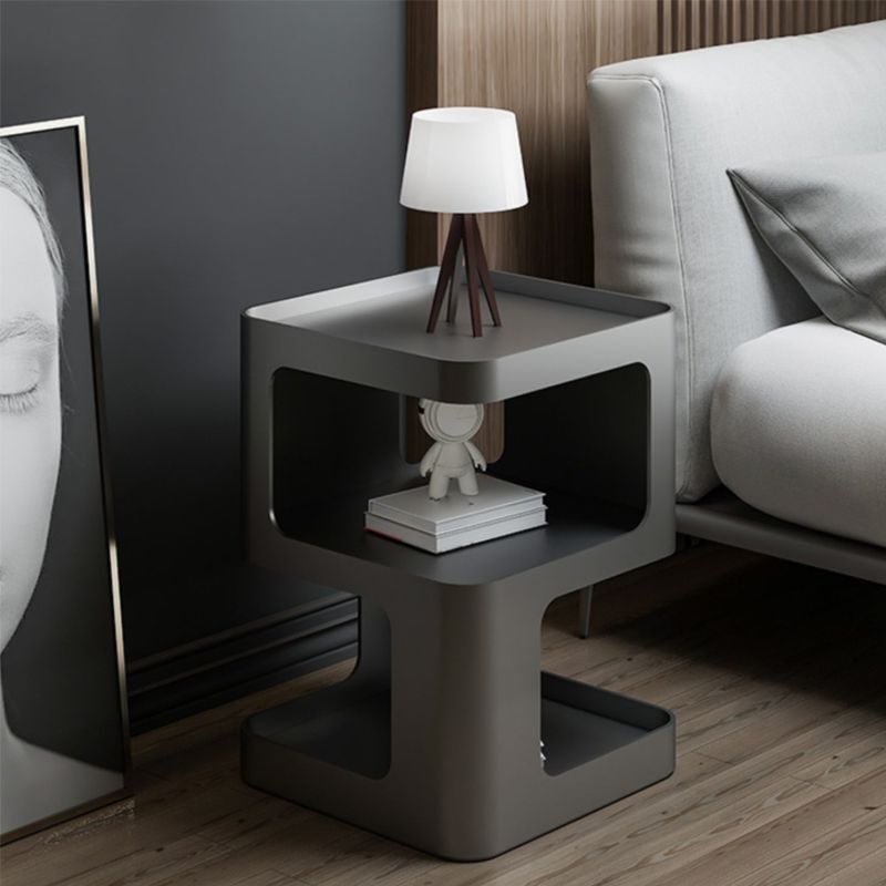 Modern Metal Bed Nightstand Open Storage Night Table for Bedroom