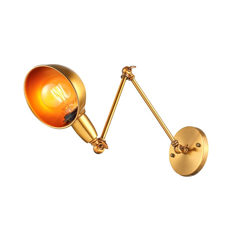 Sconcetto da parete della cupola retrò 1 illuminazione a parete in metallo con braccio oscillante in ottone/cromo per il bagno