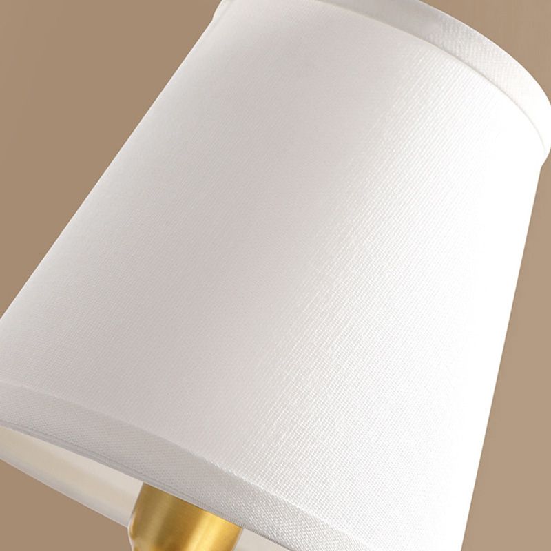 Candelabra Metal Wall Sconce Minimalism 1-Light Living Room Wall Mounted Light with Cone Fabric Shade in Gold