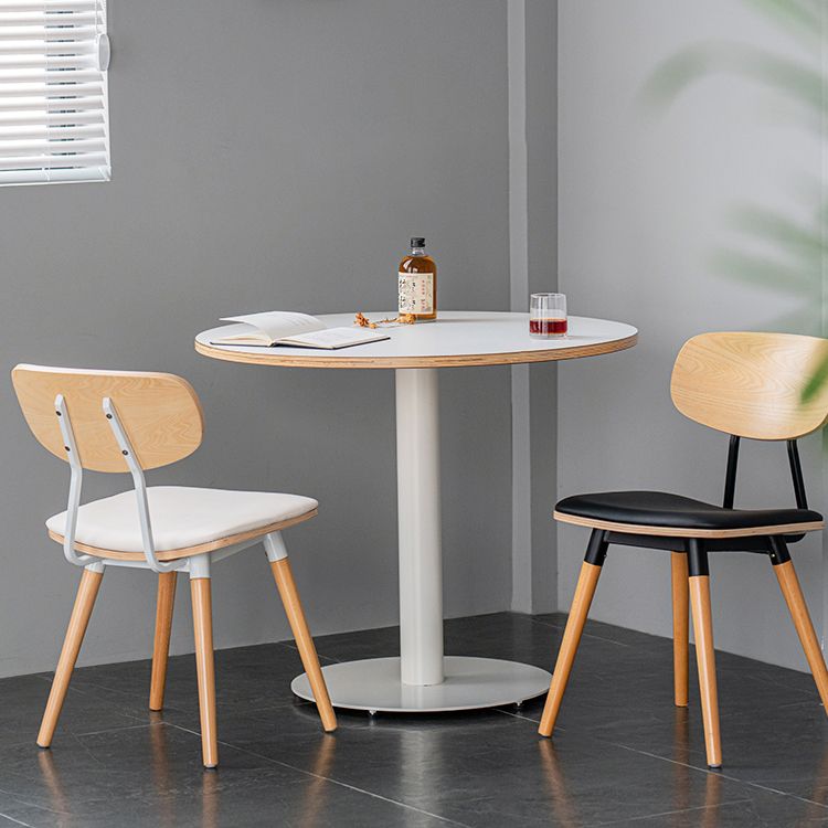 Eigentijdse vaste houten eettafel enkelvoudige voetstuk ronde tafel voor thuis