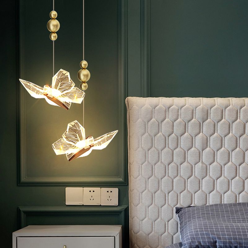 Gold Acrylic Down Lighting Pendant Contemporary 1-Light Ceiling Light for Bedroom