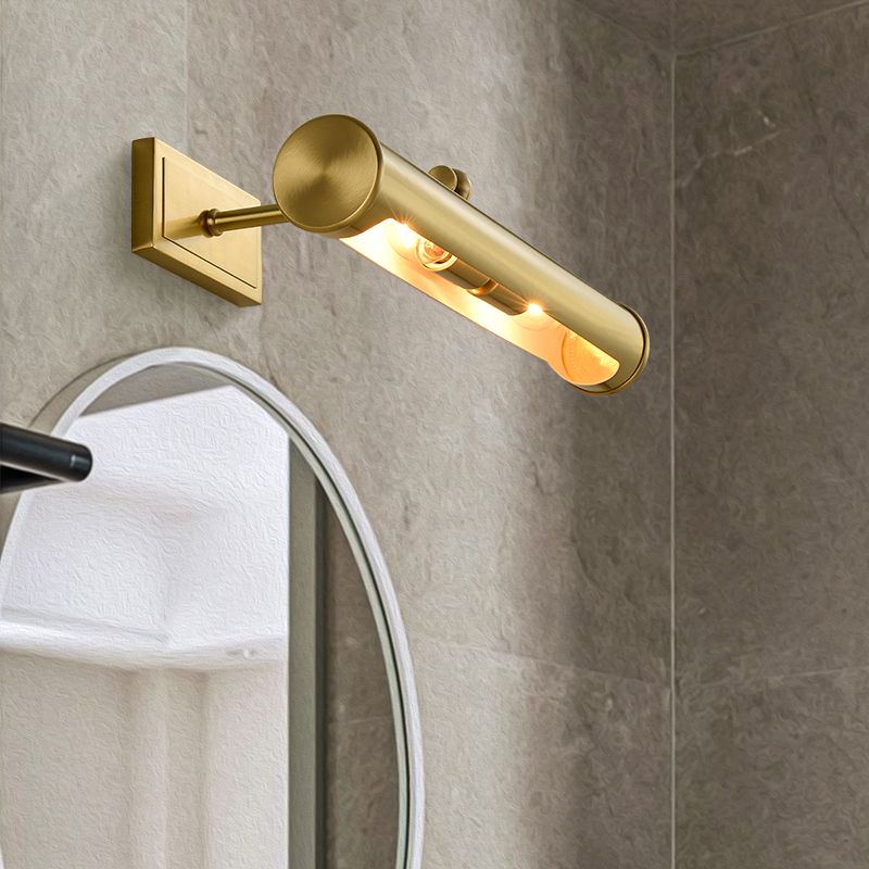 Solid Brass Modern Bath Bar 2 - Light Cylinder Bathroom Vanity Lighting in Black / Gold