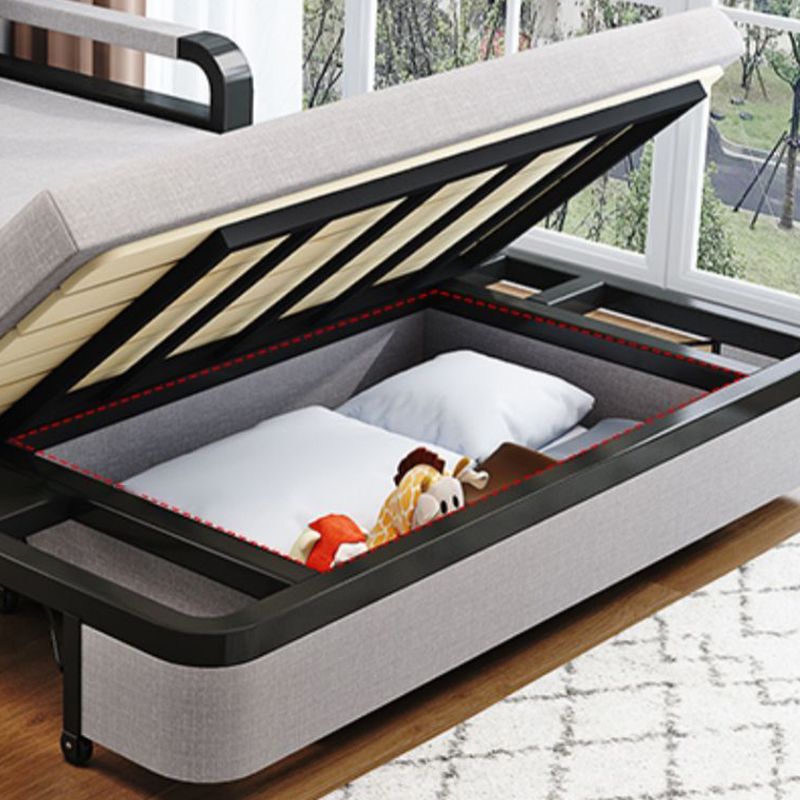 Contemporary Foldable Futon Sleeper Gray Futon and Mattress with Storage