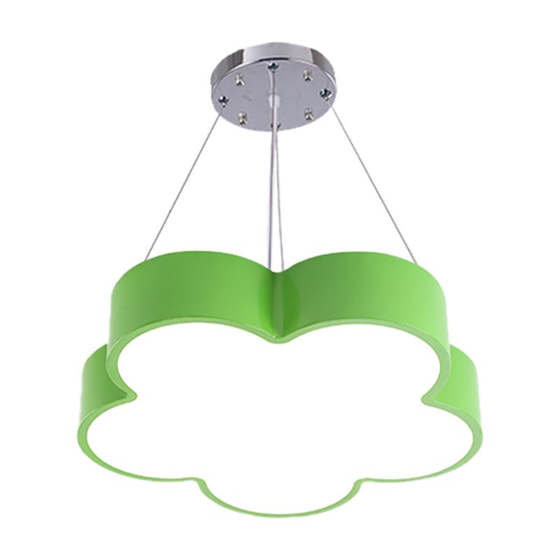 Kids LED Pendant Light Kit Yellow/Blue/Green Flower Chandelier Lamp Fixture with Acrylic Shade