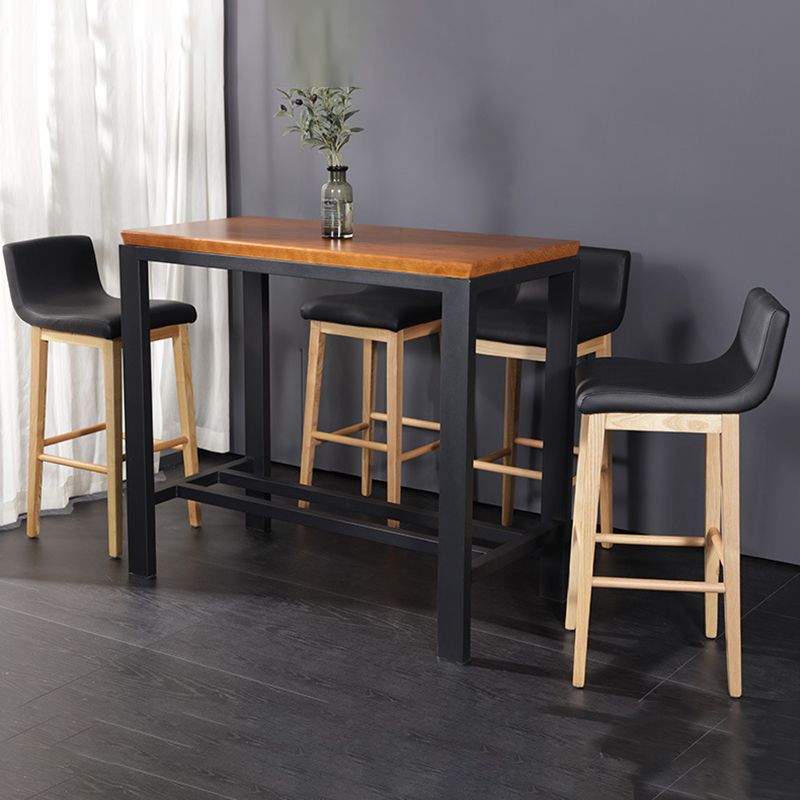 Low Back Leather Counter Stool Modern Ash Solid Wood Base Bar Stool