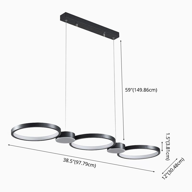 Black Linear LED Island Light in Modern Simplicity Aluminium Pendant Light with Acrylic Shade