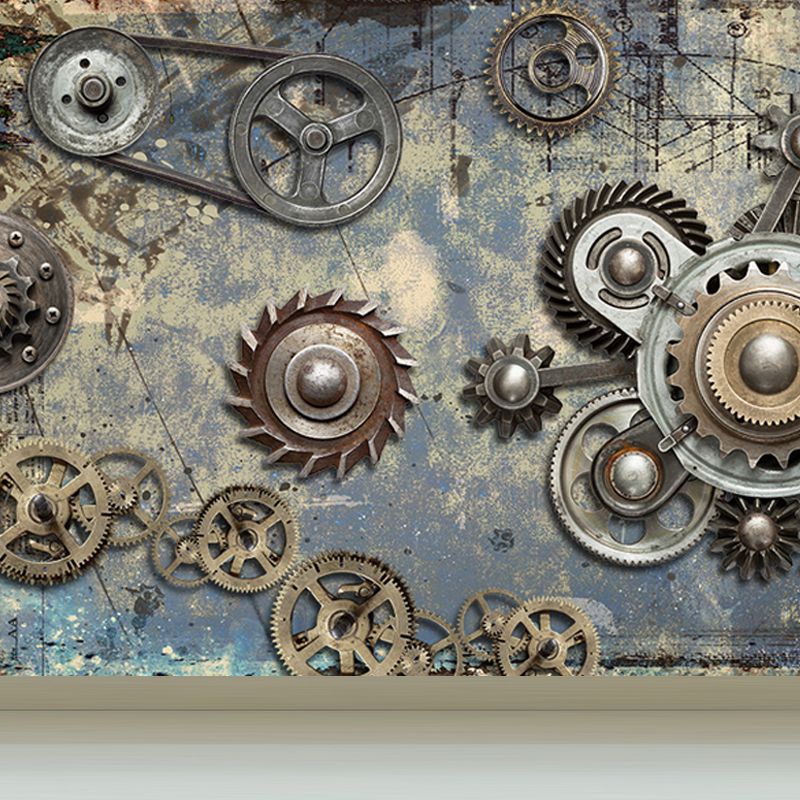 Industrial Metal Gearing Wall Mural Light Color Chain Transmission Wall Covering