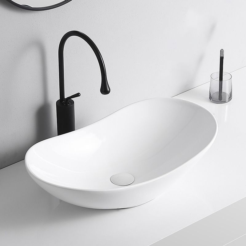 Modern Vessel Lavatory Sink Porcelain Rectangular Vessel Sink(Not Including Faucet)