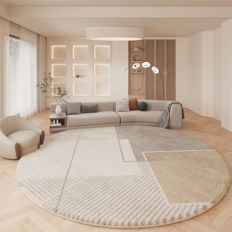 Nordic Beige Modern Rug Polyester Graphic Rug Stain Resistant Rug for Home Decor