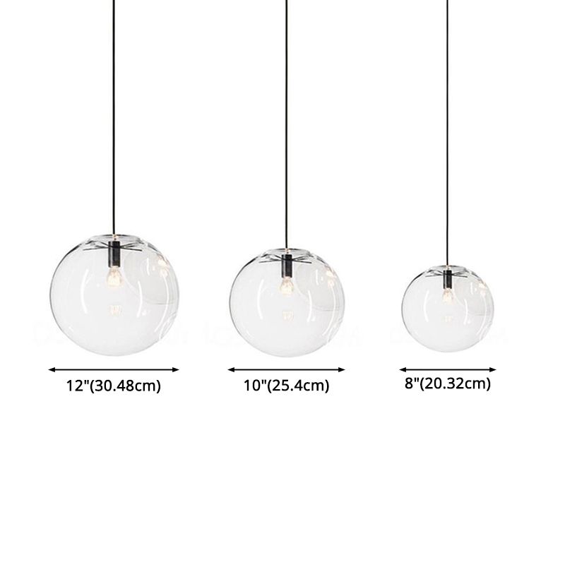 1 Light Spherical Pendant Light Modern Minimalist Clear Glass Dining Room Hanging Lamp