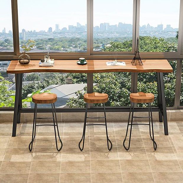 Contemporary Backless Dining Stools Wood Bar Stools with Footrest
