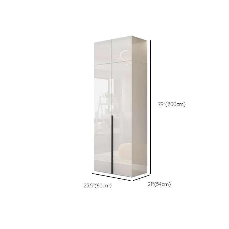 Engineered Wood Wardrobe Cabinet Modern Style White Armoire with Garment Rod