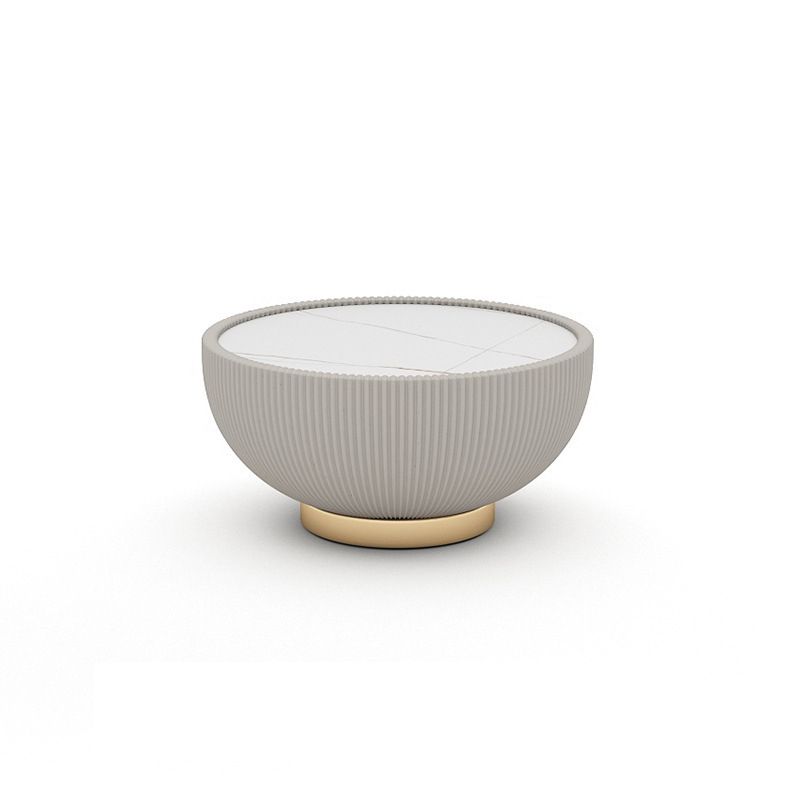 Luxurious Slate Round Pedestal Coffee Cocktail Table in White and Gray