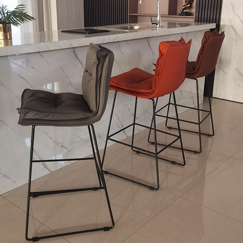 Contemporary Metal Barstool Fabric Counter Stool in Matte Finish for Indoor