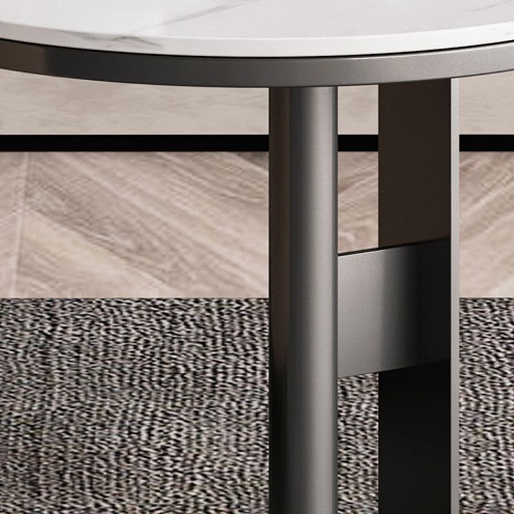 19.6" Tall Modern Round Slate Top Side Table Iron Abstract End Table