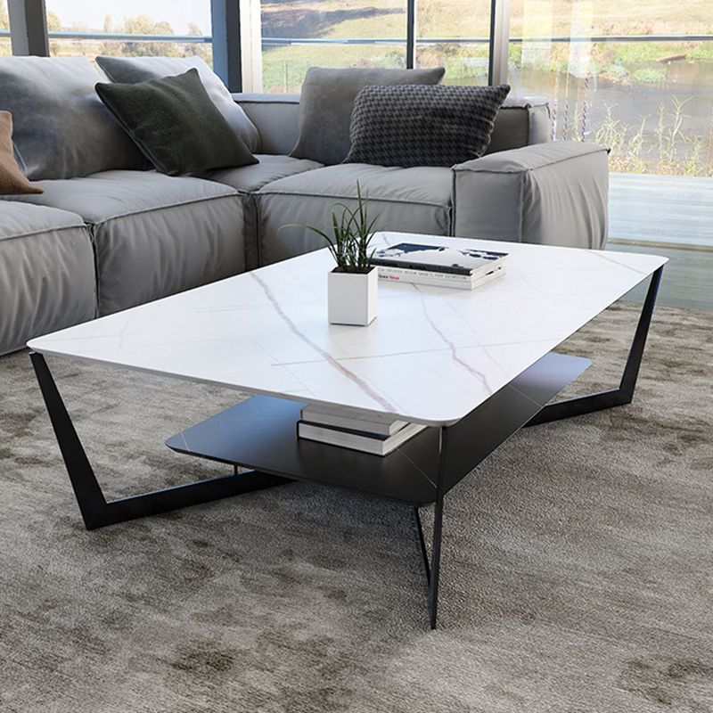 Modern Style Black Gold/white/grey/white Gold Rock Board Table with Iron Base Coffee Table