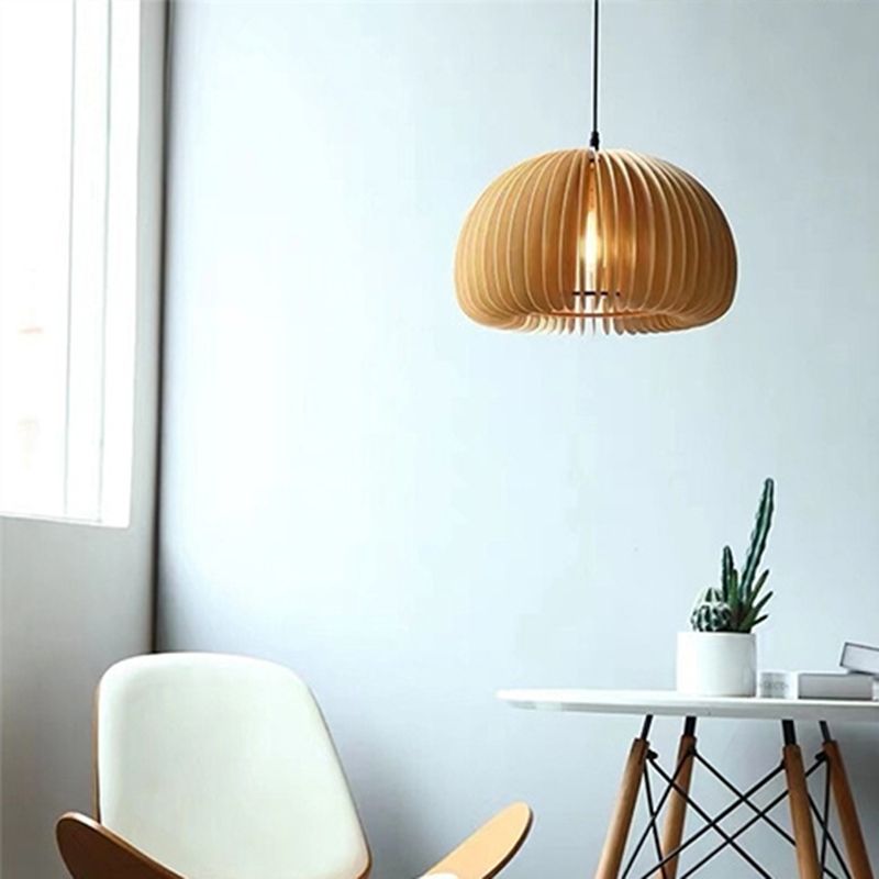 Pumpkin suspension du plafond bois moderne 1-Light plafond pendentif léger