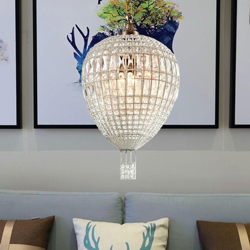 Simple Beaded Pendant Chandelier 3 Lights Metal Hanging Light Fixture in Silver for Bedroom