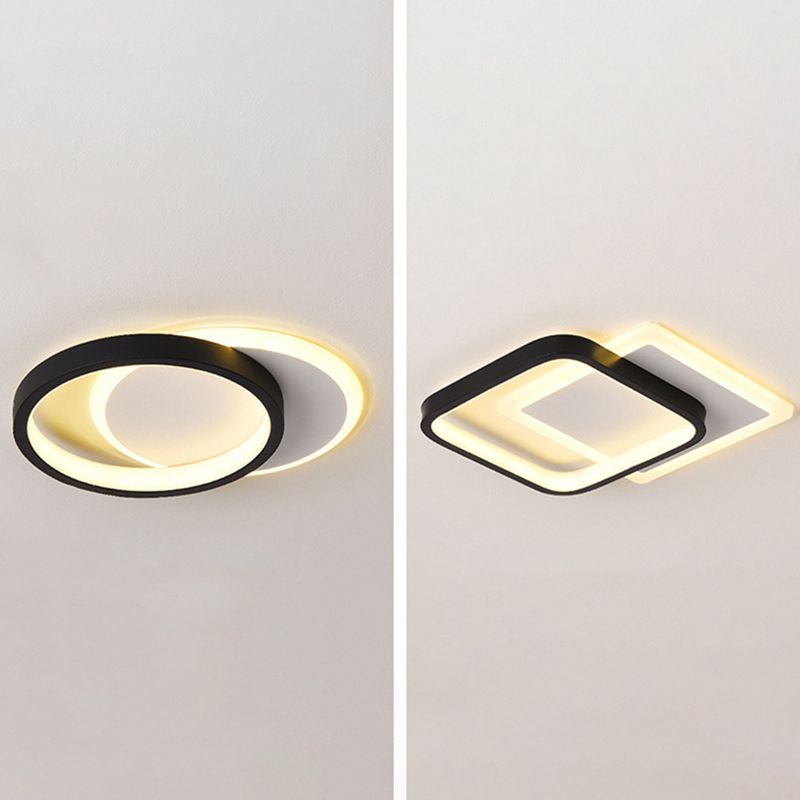 Geometric Aisle Ceiling Flush Mount Light Acrylic LED Simplicity Ceiling Mounted Light in Black-White