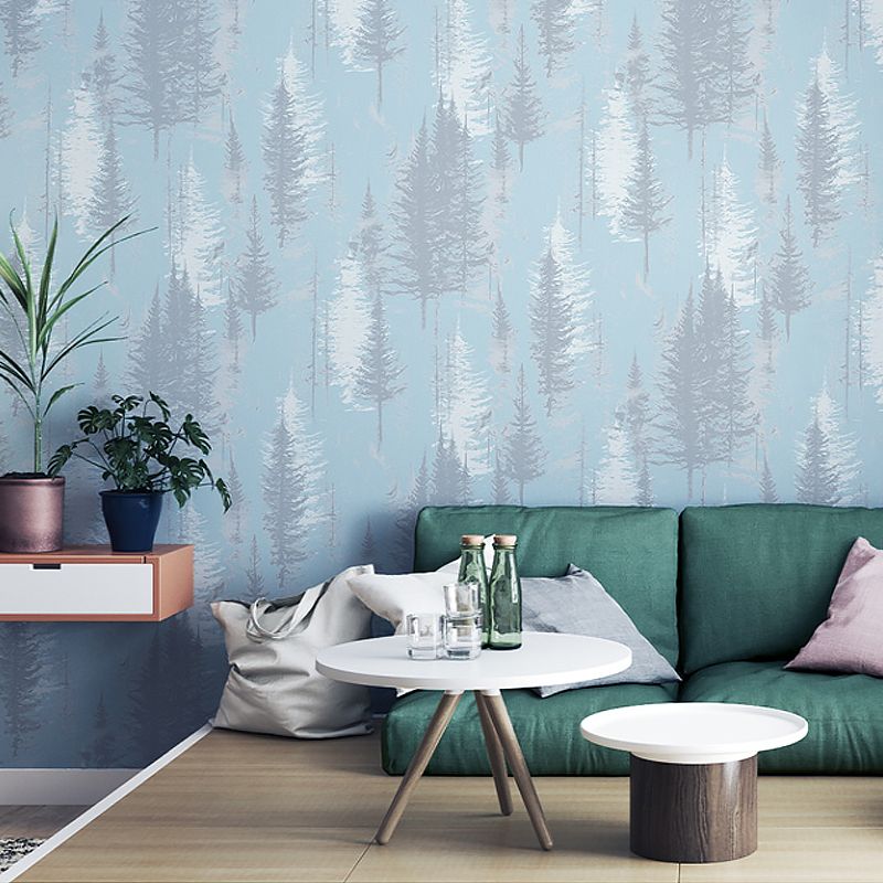 Pine Tree Forest Wallpaper Roll Nordic Style Smooth Surface Wall Decoration for Living Room