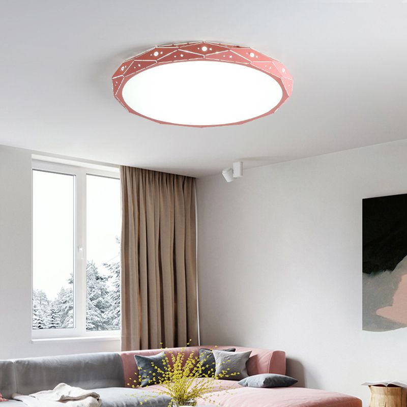 Éclairage encastré LED nordique Plafonnier rond découpé au laser avec abat-jour en acrylique
