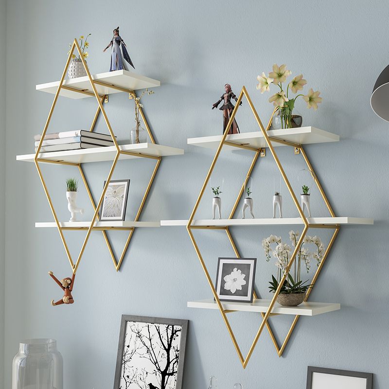 Luxury Floating Bookshelf Metal Lozenge Open Back Book Shelf