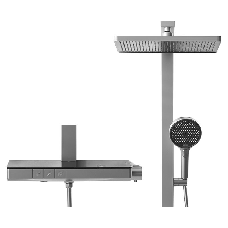 Valve Included Shower System Metal Square Shower Faucet in White Rain Shower Head