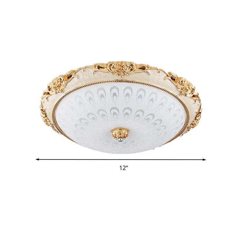 Dome Flush Mounted Light Modern White Glass 8"/12"/16" Wide LED Gold/Silver Ceiling Light in White/3 Color Light