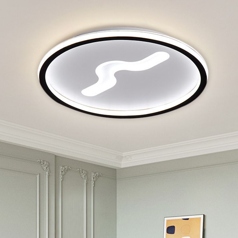 Modern LED 16"/19.5" W Flush Light with Metallic Shade Black/Gold Super Thin Ceiling Light Fixture in Warm/White Light