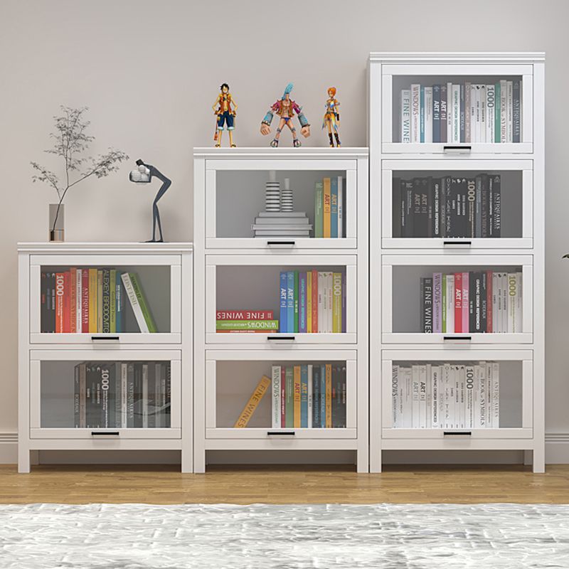 11.81"W Bookcase Contemporary Style Solid Wood Bookshelf for Home Office with Doors