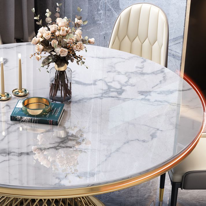 Table à manger en marbre simple piédestal de style luxe de style luxe pour salle à manger