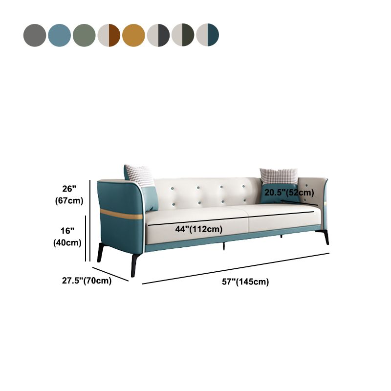 Faux Leather Sofa 27.55" D x 26.37" H Tuxedo Arm Sofa for Living Room