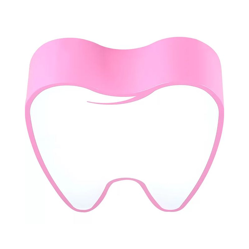 Tooth-Shaped Acrylic LED Flushmount Lighting Children Pink/Yellow Close to Ceiling Lamp