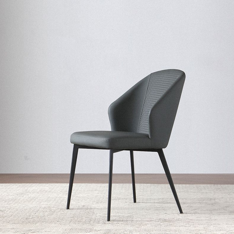 Kitchen Modern Wingback Parsons Chair Armless Dining Chairs in Black Legs