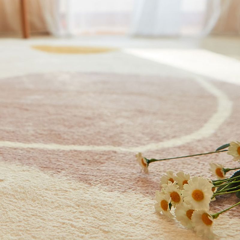 White Tone Casual Area Carpet Polyester Color Block Indoor Rug Anti-Slip Backing Rug for Living Room