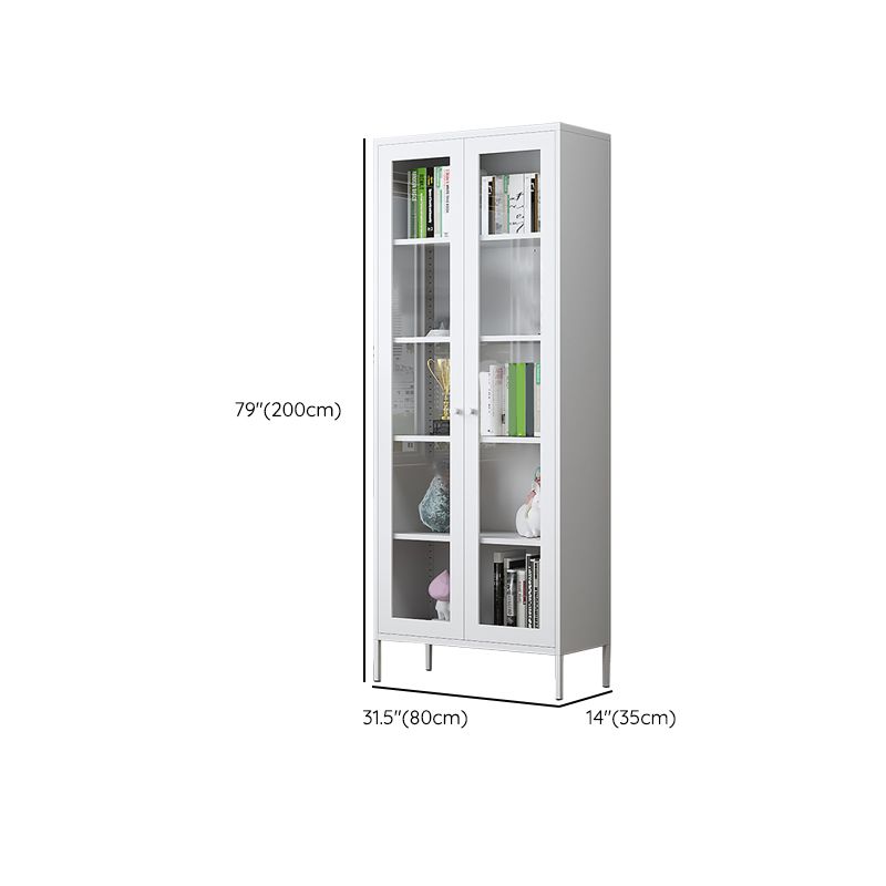 Scandinavian Standard Bookshelf Metal Closed Back Bookcase with Doors