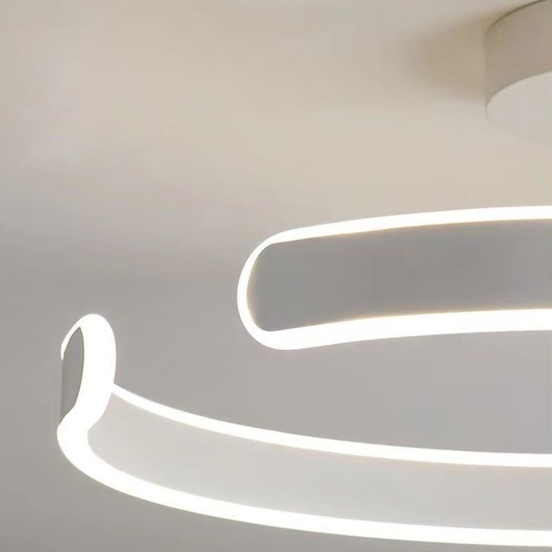 Metal Geometric Semi Flush Mount Fixture Modern Semi Flush Light Fixture in White