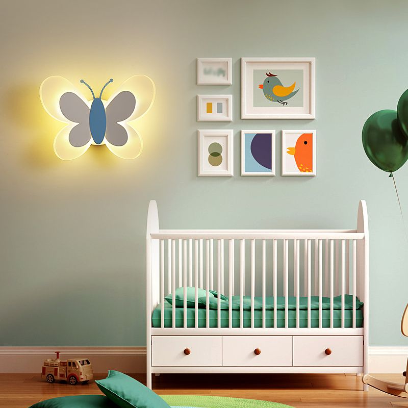 1 Light Butterfly Wall Sconce Modern Style Metal Wall Lighting for Bedroom