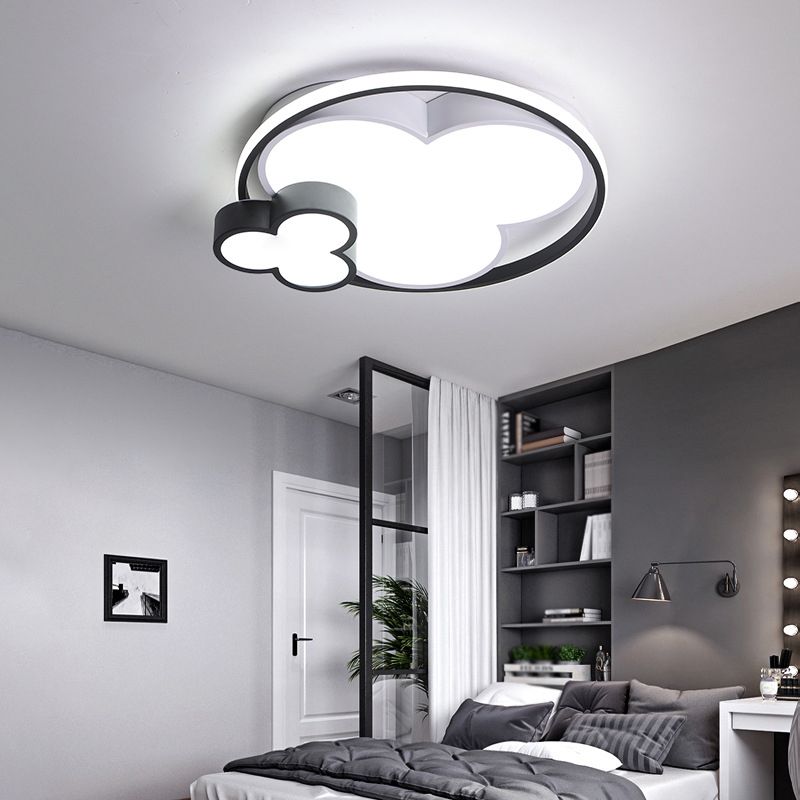 Modern Plum Shaped Flush Light Acrylic Bedroom LED Ceiling Mount Light in Black-White