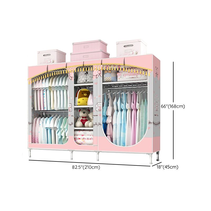 Contemporary Style Steel Wardrobe 3-door Wardrobe Closet with Legs